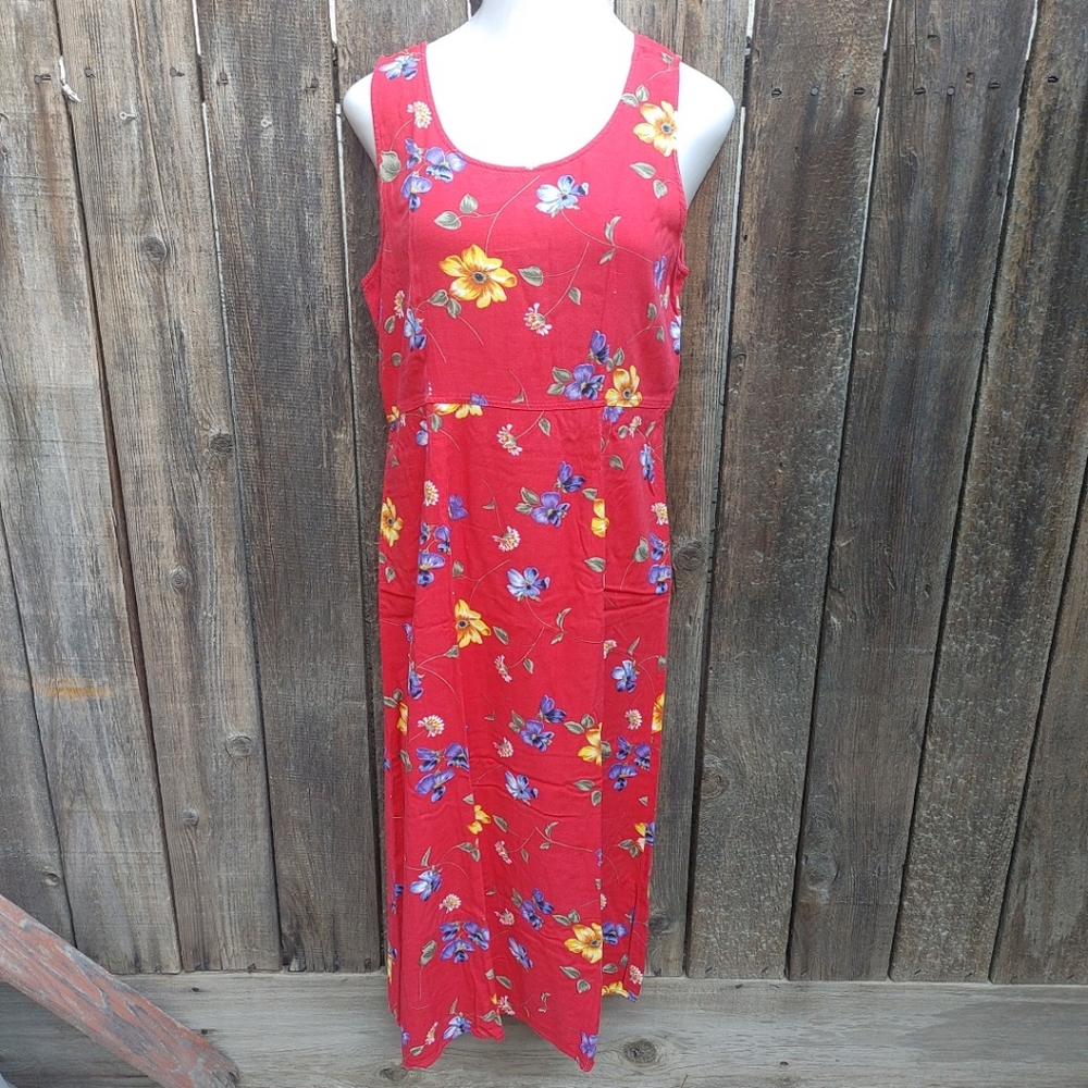 Pellini Red Flowered Sleeveless Dress